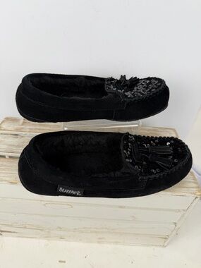 Bearpaw Belinda moccasin slippers cozy plush lining decorative sequins size 8